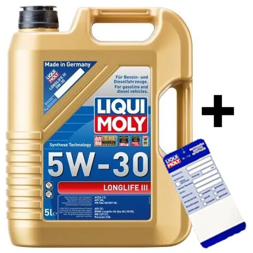 Liqui Moly 5W30 Longlife III Synthetisches Motoröl 20822 (5L) Longlife-04 VW50400/50700 C3 MB 229.51