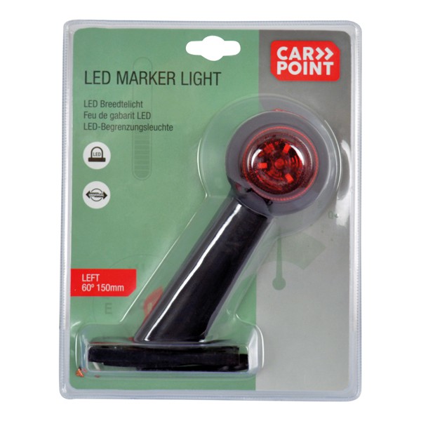LED für vorderes Positionslicht links rot / weiß 150 mm abgewinkelt